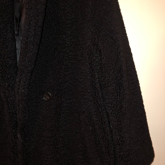 Zara Long Black Fleece Coat - Picture 3 of 5